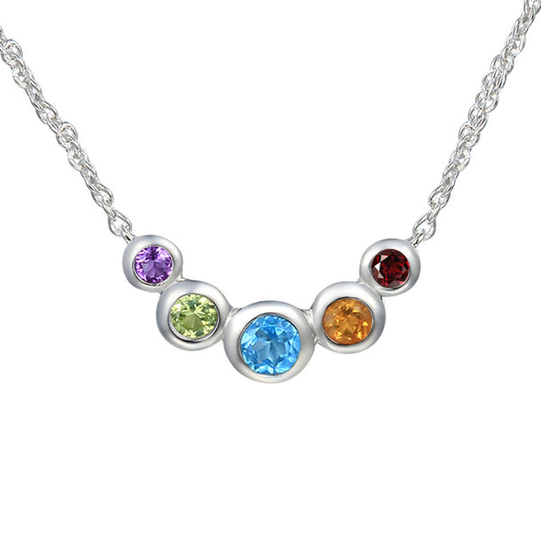Silver Multi-Gem Necklace