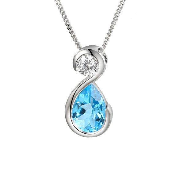 Silver Blue Topaz & CZ Pendant
