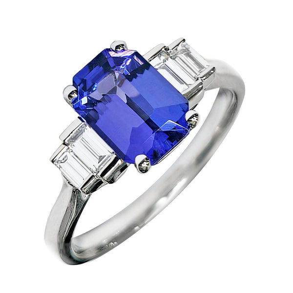 Platinum Tanzanite & Diamond Ring