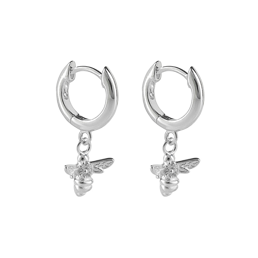 Silver CZ Bee Earrings