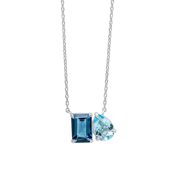 9ct White Gold Blue Topaz Pendant