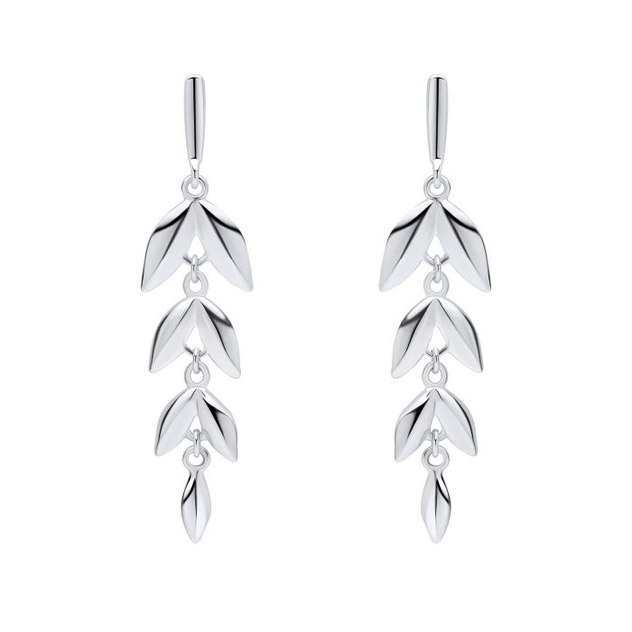 Silver Leaf Drop Earrings
