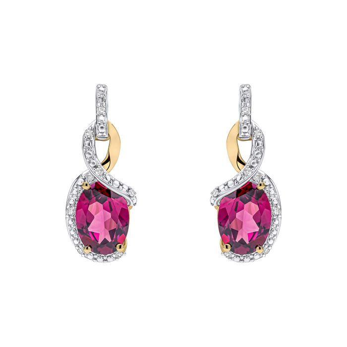 9ct Gold Garnet & Diamond Earrings