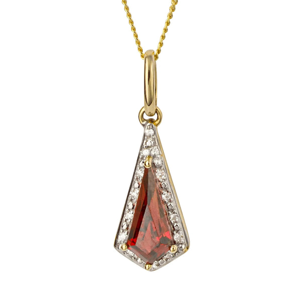 9ct Gold Garnet & Diamond Pendant