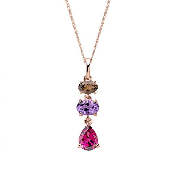 9ct Rose Gold Multi-Gem Pendant