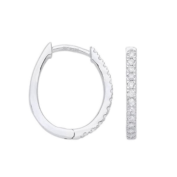 9ct White Gold Diamond Set Hoops
