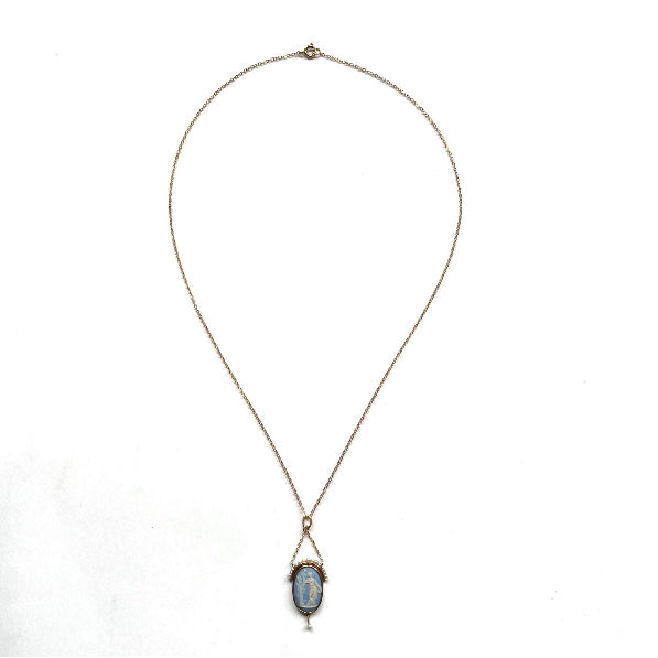 Vintage Wedgewood Cameo & Seed Pearl Necklace