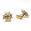 Pre-owned 9ct Gold & Ruby Ship's Wheel Cufflinks