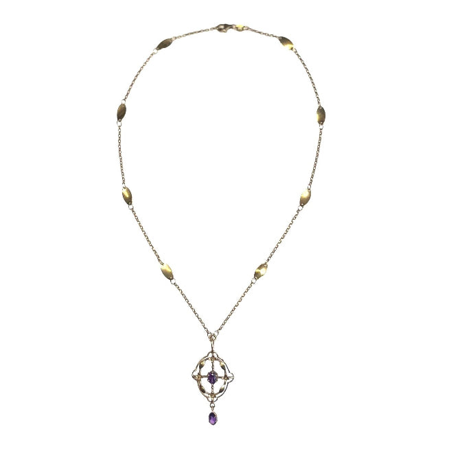 Pre-owned 9ct Gold Amethyst Necklace
