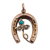 Vintage 9ct Gold Turquoise & Seed Pearl Horseshoe Pendant