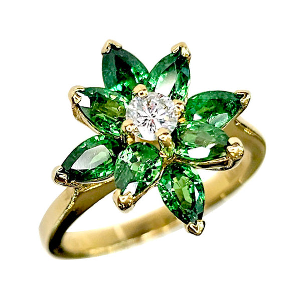 Pre-Owned Tsavourite & Diamond Cluster Ring