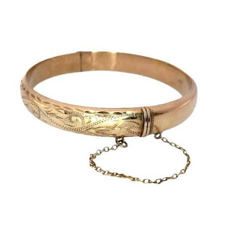 Vintage 9ct Gold Engraved Bangle
