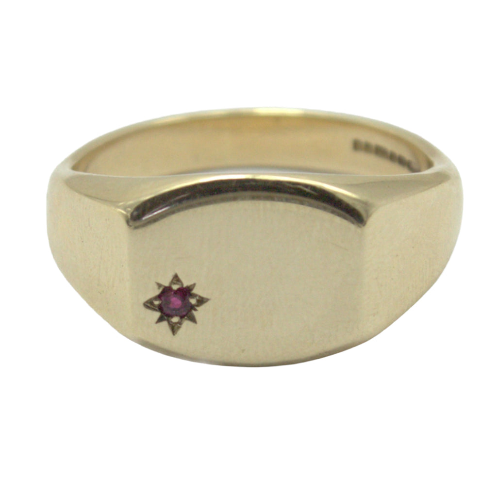 Pre-Owned 9ct Gold Ruby Signet Ring