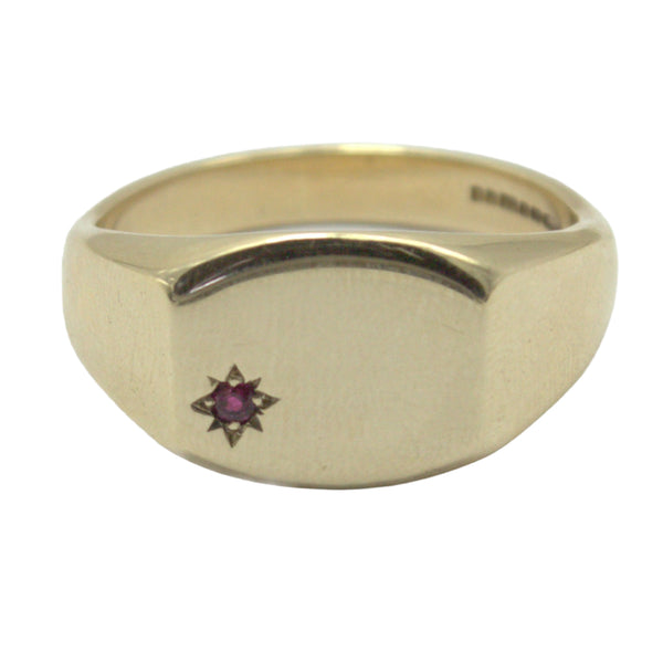 Pre-Owned 9ct Gold Ruby Signet Ring