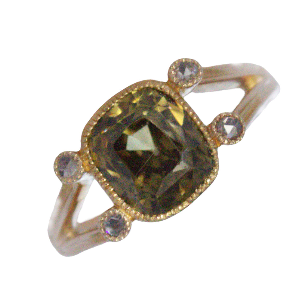 Vintage Zircon & Diamond Ring