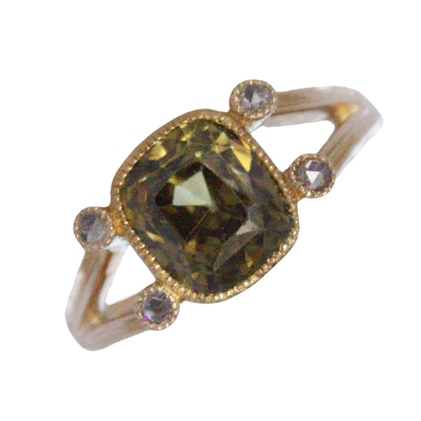 Vintage Zircon & Diamond Ring