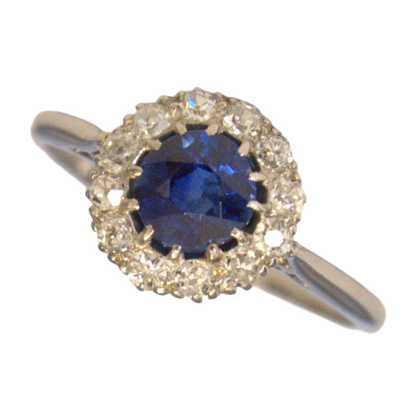 Pre-Owned Sapphire & Diamond Cluster Ring