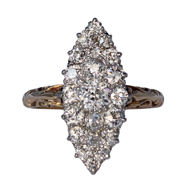 Vintage Diamond Marquis Cluster Ring