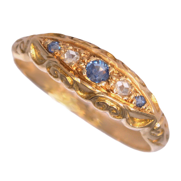 Antique 18ct Gold Sapphire & Diamond Ring