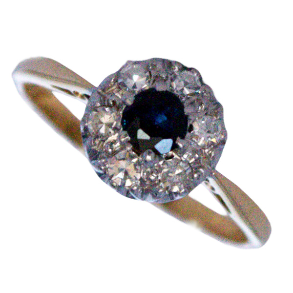 Vintage Sapphire & Diamond Cluster Ring