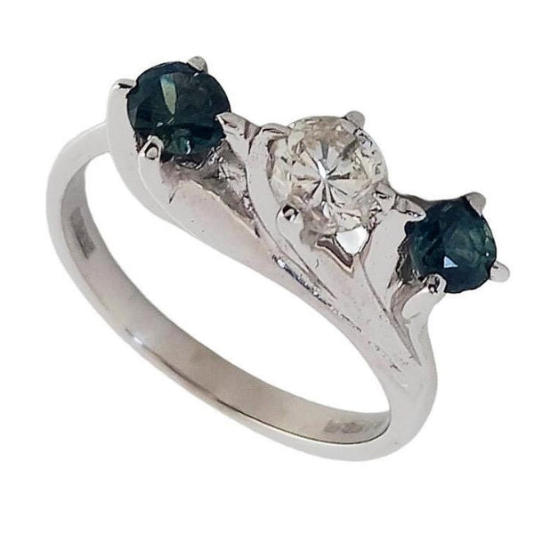 Vintage 18ct White-Gold Tourmaline & Diamond Ring