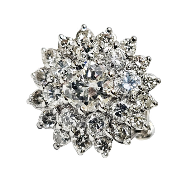 Vintage Platinum Diamond Cluster Ring