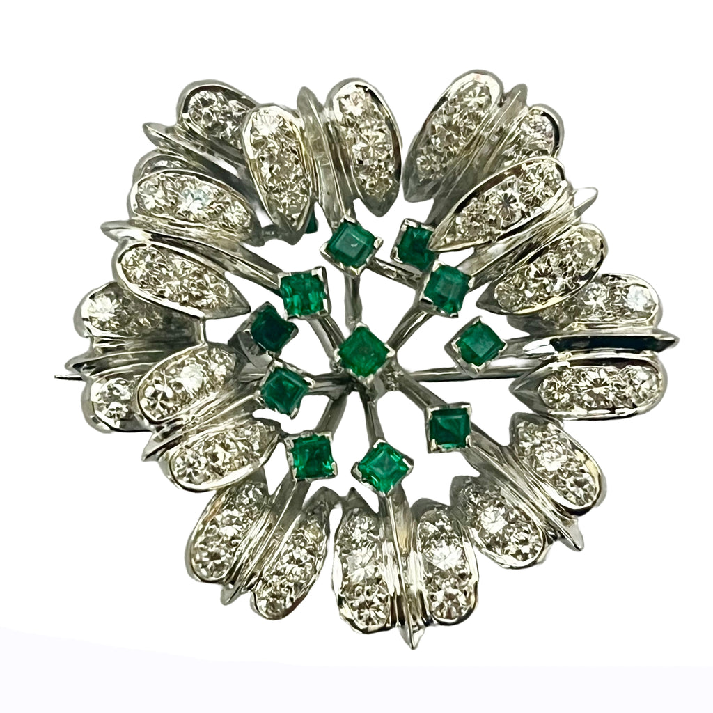 Vintage Emerald & Diamond Brooch