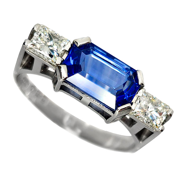 Pre-Owned Platinum Sapphire & Diamond Ring