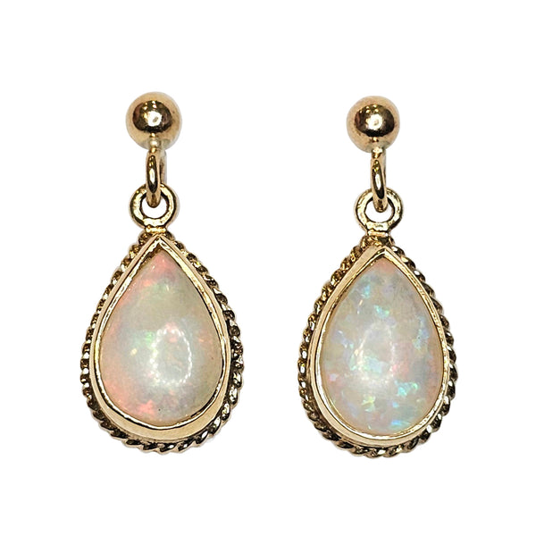 Pre-Owned 9ct Gold Opal Drop Earrings
