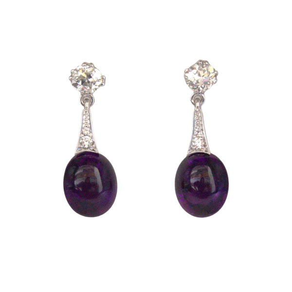 Vintage 18ct White Gold Amethyst & Diamond Drops