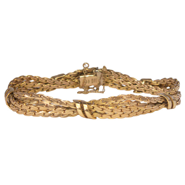 Vintage 9ct Gold Three Strand Bracelet