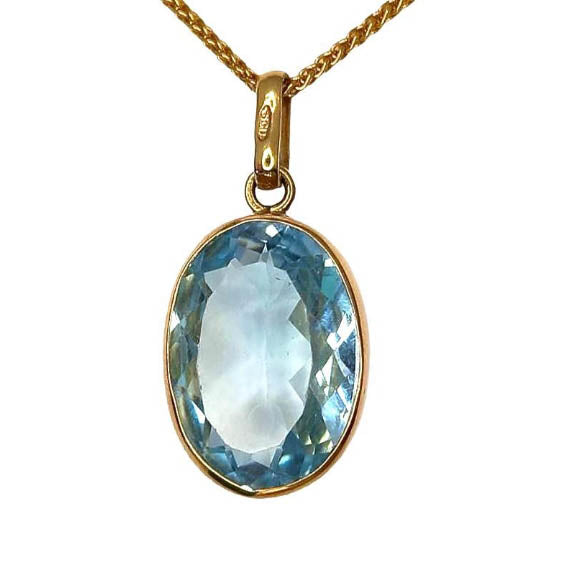 Pre-owned 9ct Gold Blue Topaz Necklace
