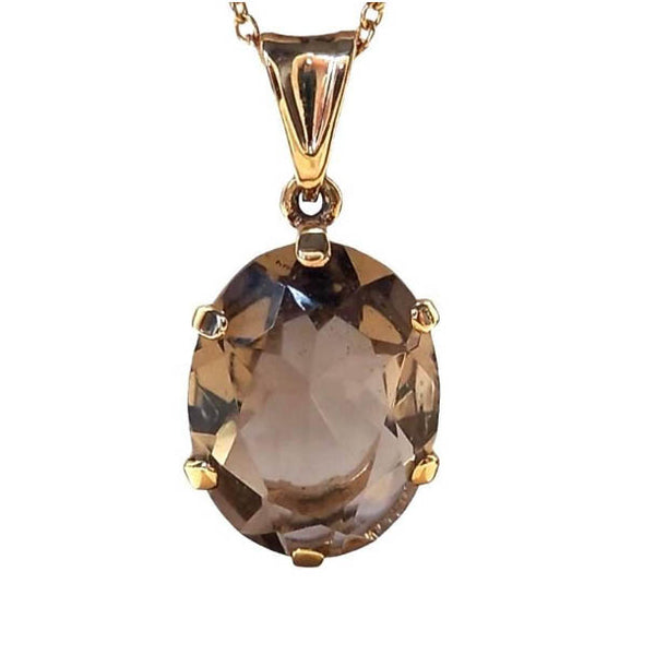 Vintage 9ct Gold Smokey Quartz Necklace