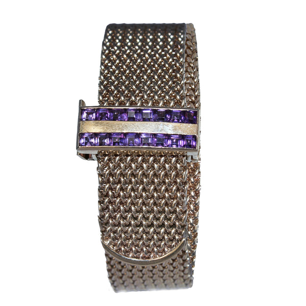Vintage 9ct Gold Bracelet With Amethyst Clasp