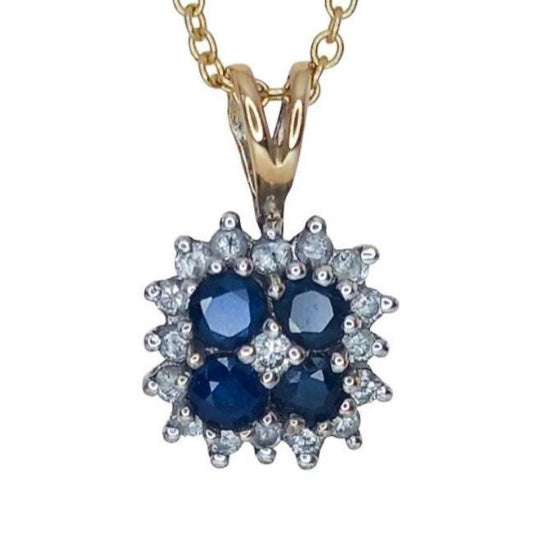 Pre-owned 9ct Gold Sapphire & Diamond Necklace