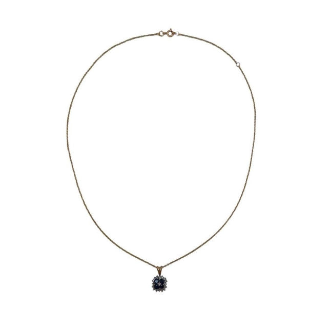 Pre-owned 9ct Gold Sapphire & Diamond Necklace