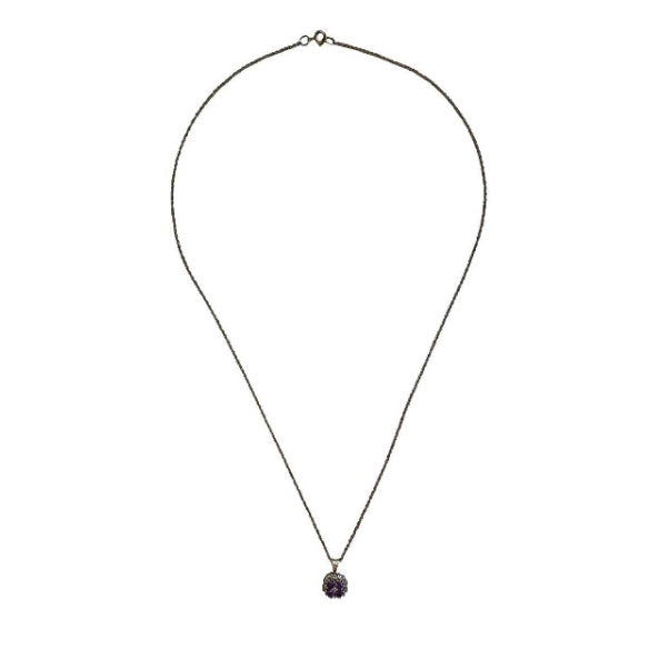 Pre-owned 9ct Gold Amethyst & Diamond Necklace