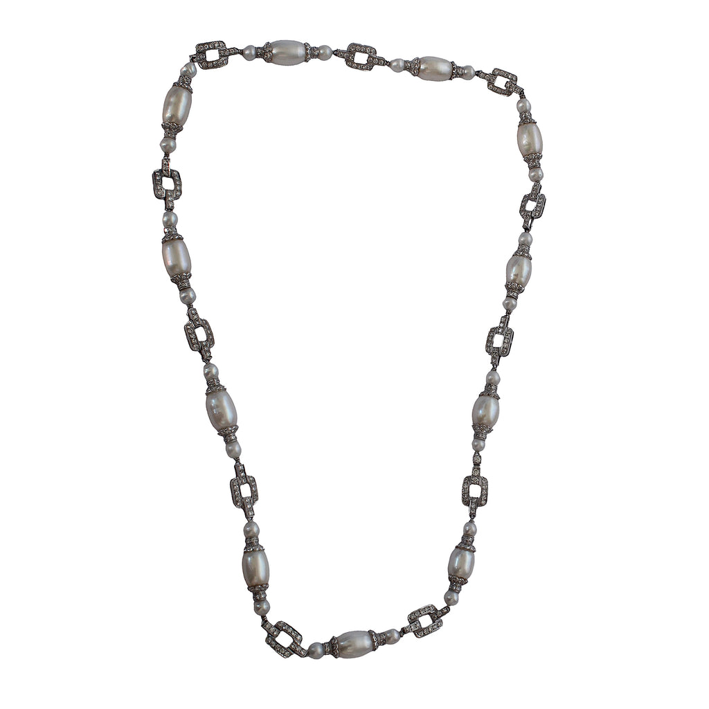 Pre-Owned 18ct Pearl & Diamond Necklace
