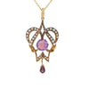 Vintage 9ct Gold Amethyst & Seed Pearl Necklace