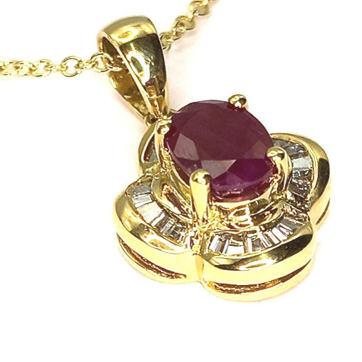 Pre-owned 18ct Gold Ruby & Diamond Necklace