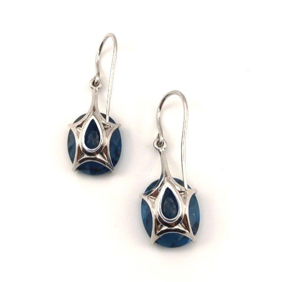 Pre-owned Blue Topaz Drop Earrings