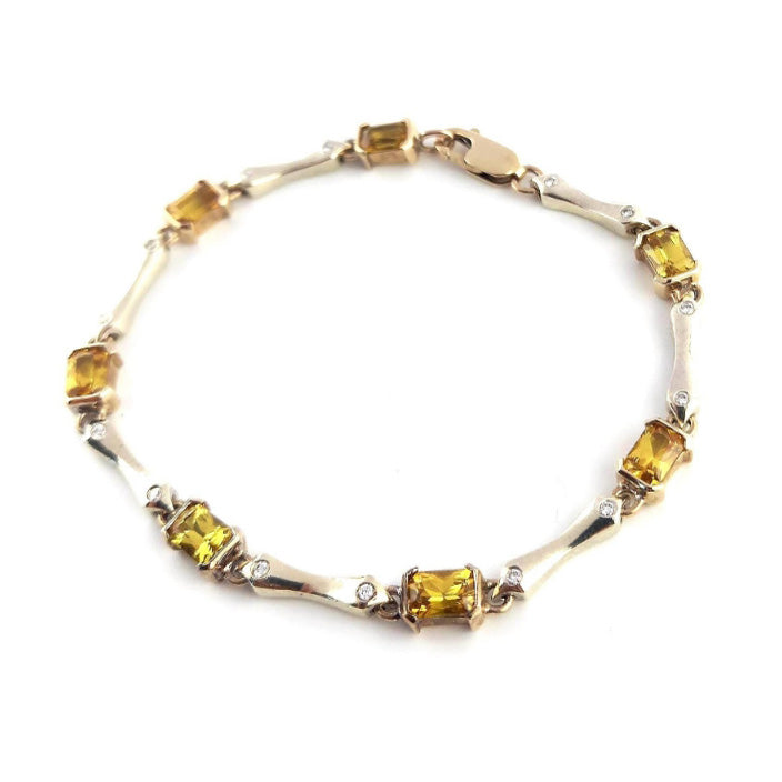 Pre-owned 9ct Gold Citrine & Diamond Bracelet