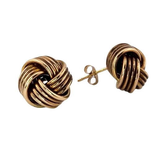 Pre-owned 9ct Gold Knot Stud Earrings