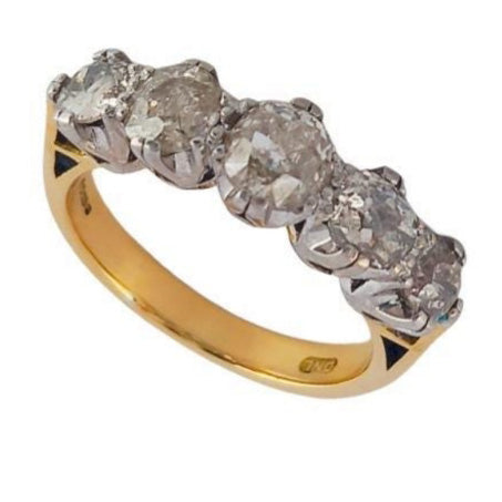 Vintage 18ct Gold Old-Cut Diamond Half-Eternity Ring