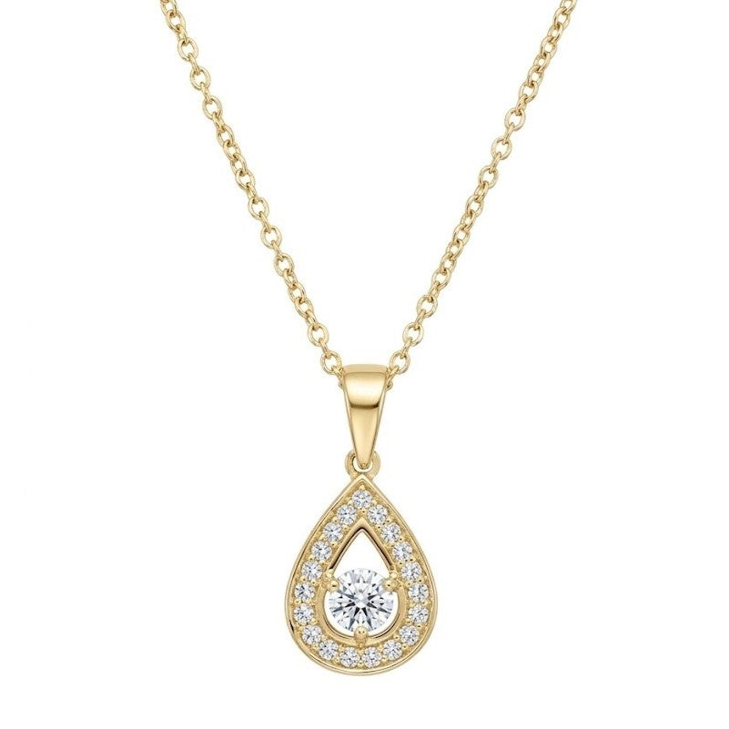 9ct Gold Diamond Tear Drop Halo Pendant