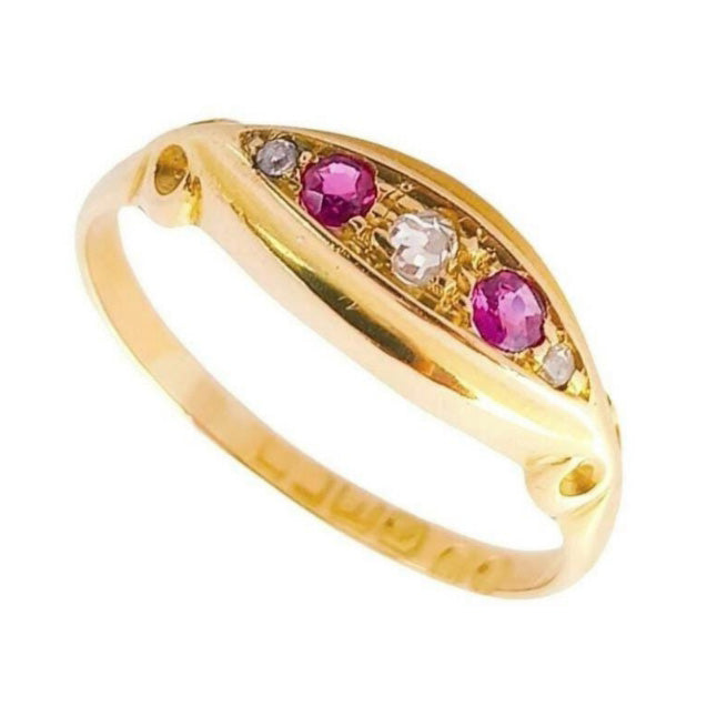 Vintage 18ct Gold Ruby & Diamond Ring