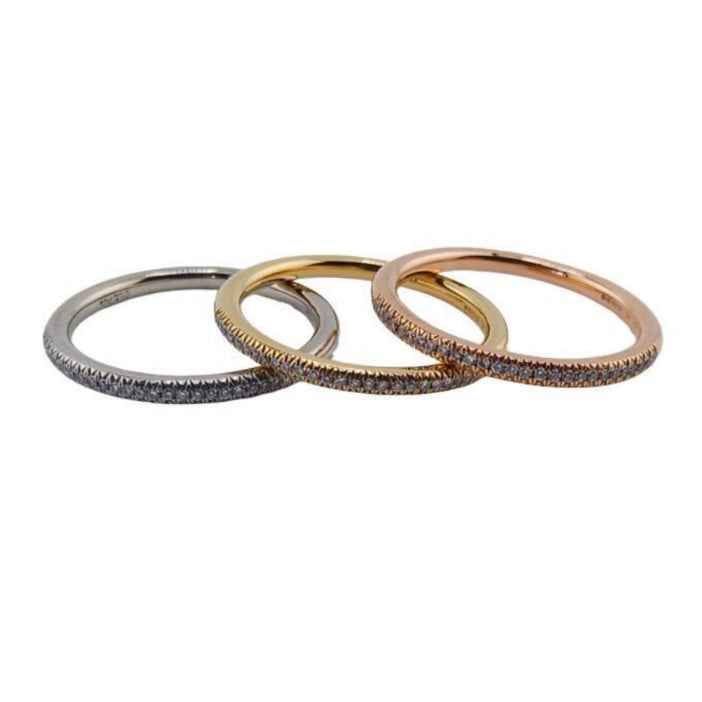 Pre-owned 18ct Gold Diamond Band Ring *Set of Three*