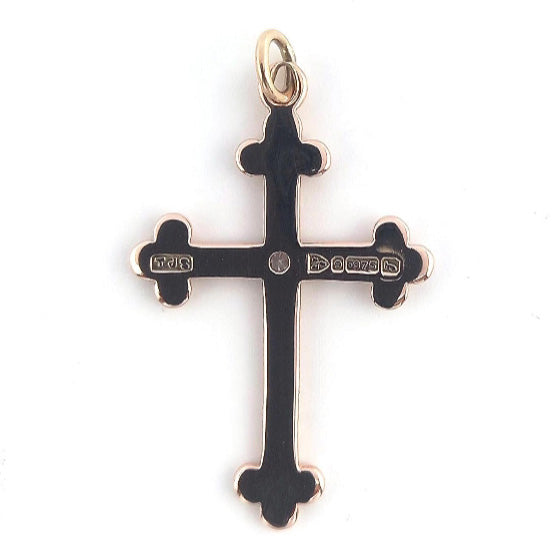 Antique 9ct Gold Diamond Cross Pendant