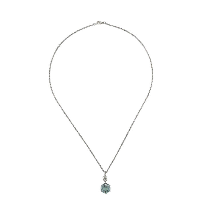 18ct White Gold Sapphire & Diamond Necklace