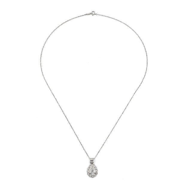 Pre-Owned Platinum Pear-Cut Diamond Cluster Necklace